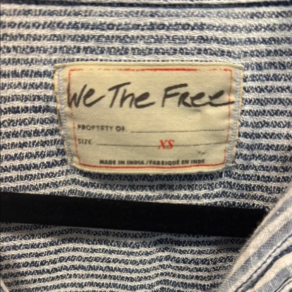 We The Free Blue Striped Button Down Shirt - Picture 2 of 4